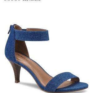 Style & Co, denim sandal, heel, with zipper in back, new in box